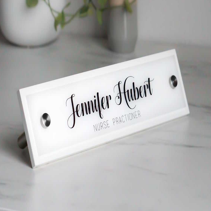 placas de nombre de escritorio de acr&iacute;lico