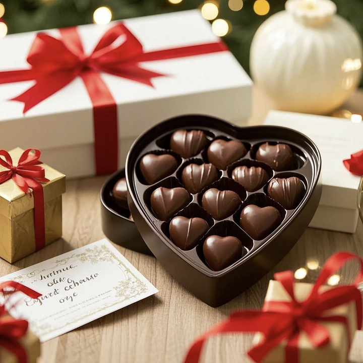 caja de chocolates en forma de corazon
